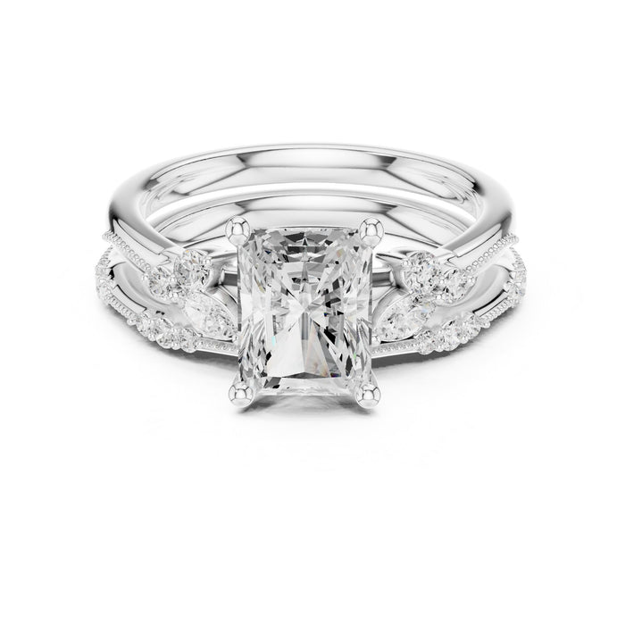Emerald Lab Grown Diamond Side-Stone Engagement Ring