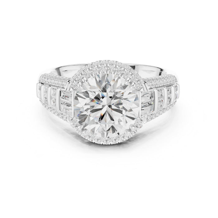 Round Lab Grown Diamond Halo Engagement Ring
