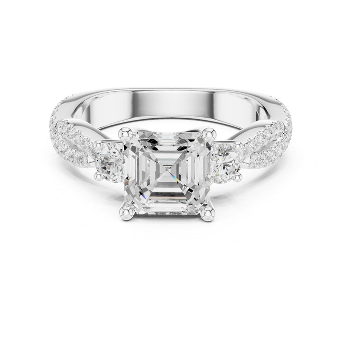 Cushion Lab Grown Diamond Three-Stone Engagement Ring