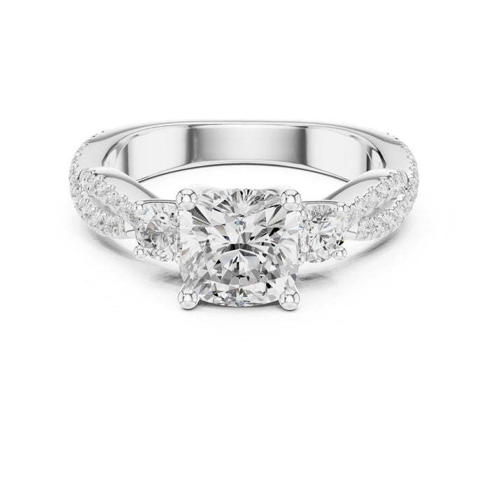 Round Lab Grown Diamond Three-Stone Engagement Ring