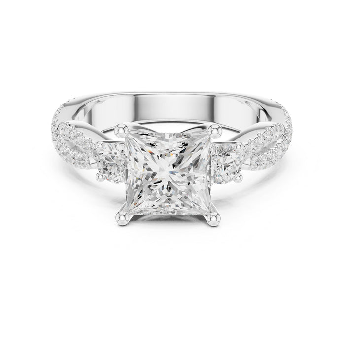 Princess Lab Grown Diamond Side-Stone Engagement Ring