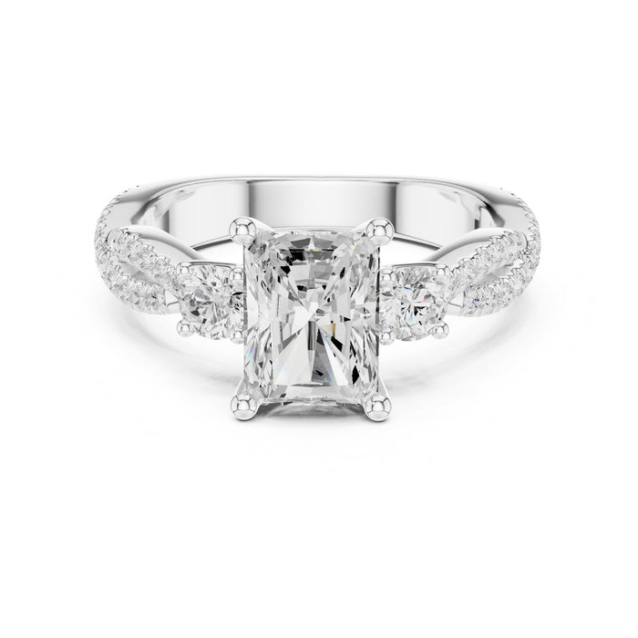 Cushion Lab Grown Diamond Three-Stone Engagement Ring