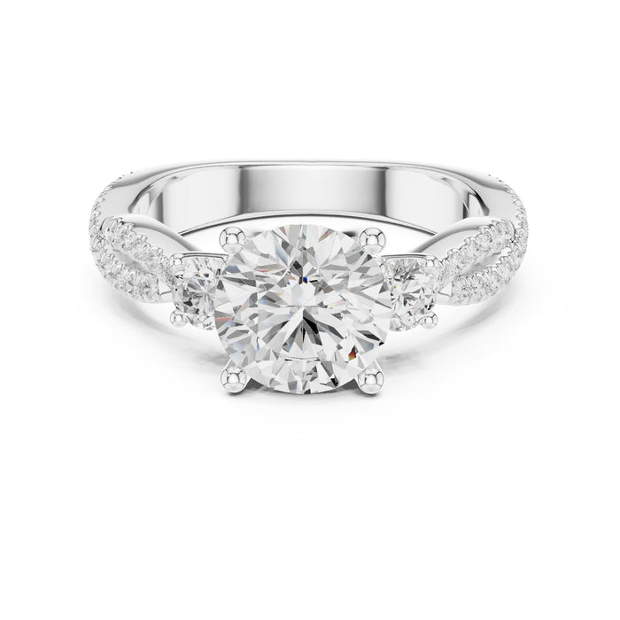 Round Lab Grown Diamond Three-Stone Engagement Ring