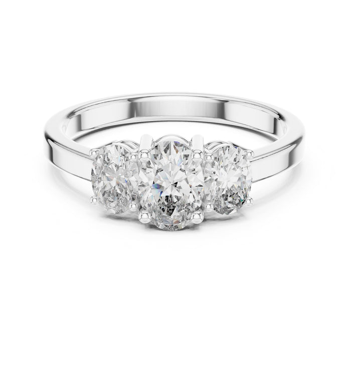 Oval Lab Grown Diamond Three-Stone Engagement Ring