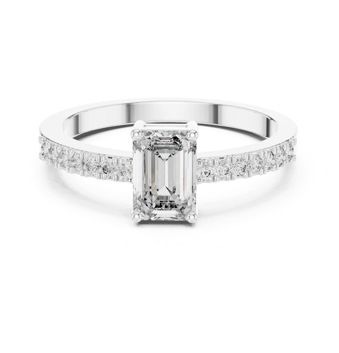 Emerald Lab Grown Diamond Pave Engagement Ring