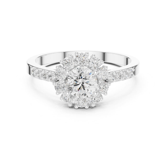 Round Lab Grown Diamond Halo Engagement Ring