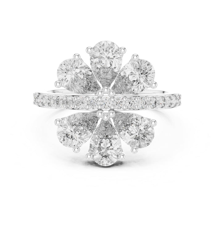 Round Lab Grown Diamond Cluster Engagement Ring