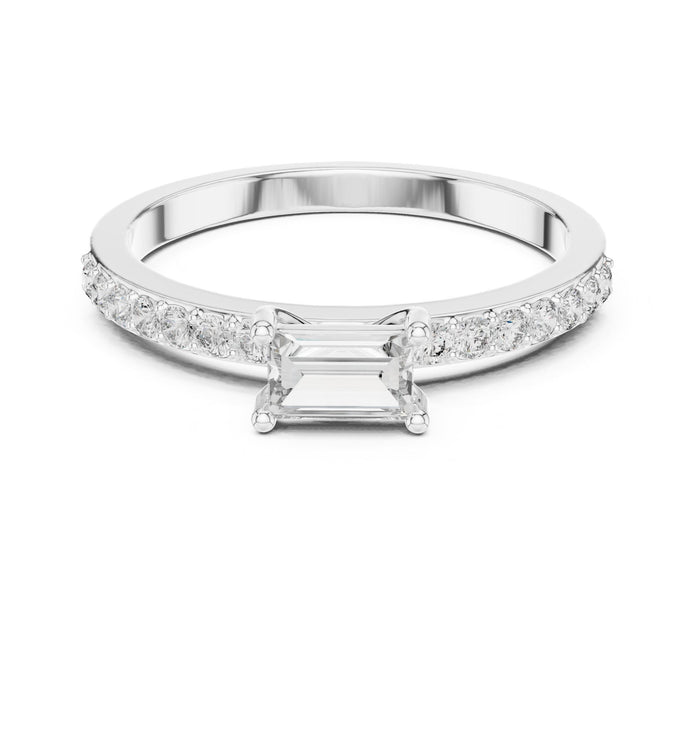 Emerald Lab Grown Diamond Pave Engagement Ring