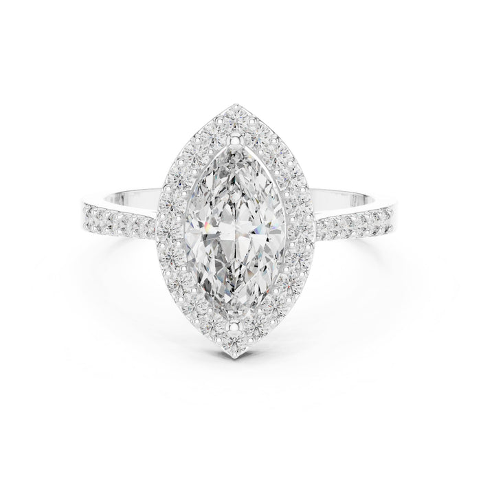 Marquise Lab Grown Diamond Halo Engagement Ring