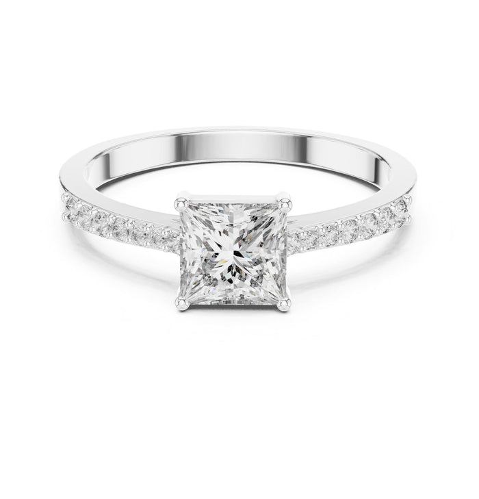 Princess Lab Grown Diamond Pave Engagement Ring