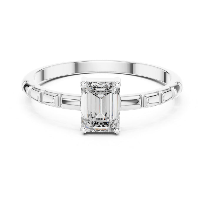 Emerald Lab Grown Diamond Solitaire Engagement Ring
