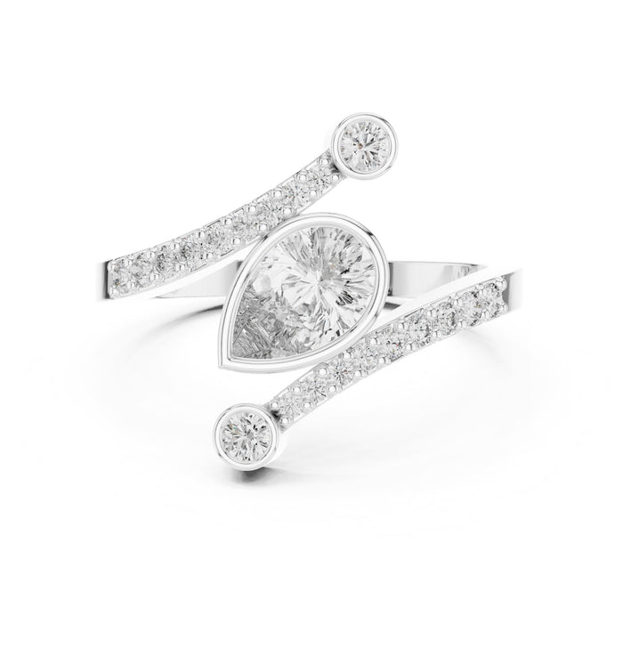 Pear Lab Grown Diamond Bezel Engagement Ring