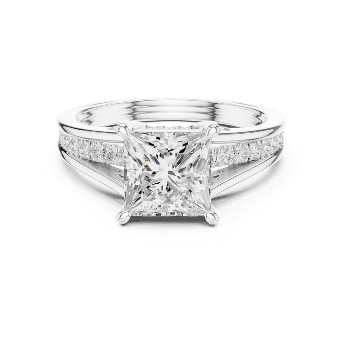 Princess Lab Grown Diamond Side-Stone Engagement Ring