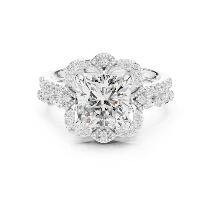 Round Lab Grown Diamond Halo Engagement Ring