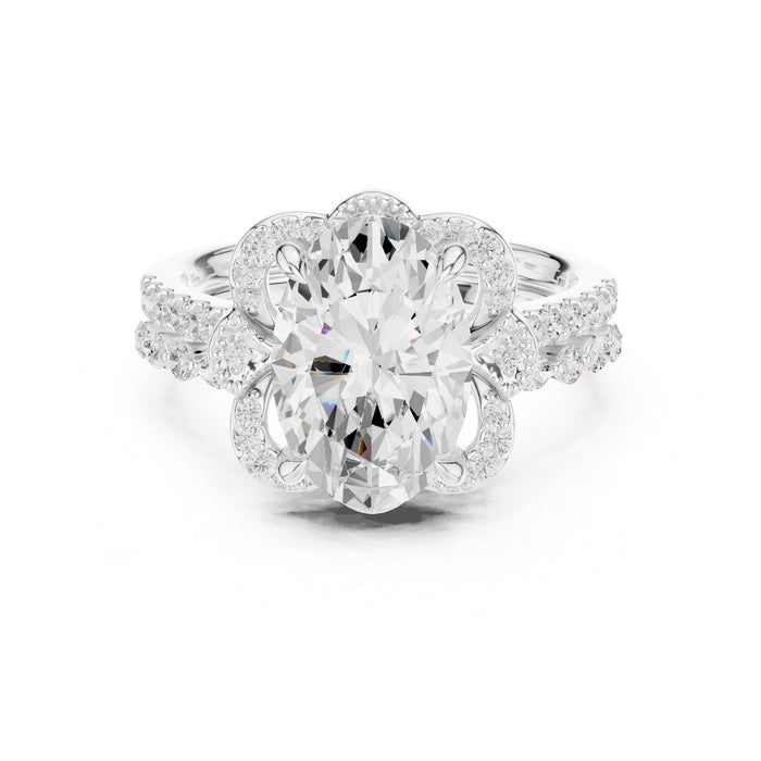 Oval Lab Grown Diamond Halo Engagement Ring