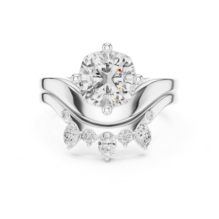 Round Lab Grown Diamond Side-Stone Engagement Ring