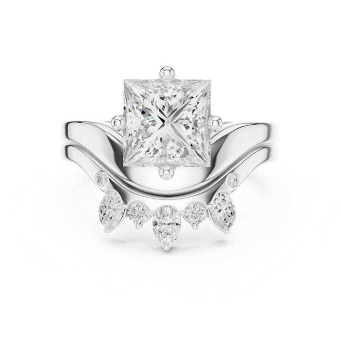 Princess Lab Grown Diamond Side-Stone Engagement Ring