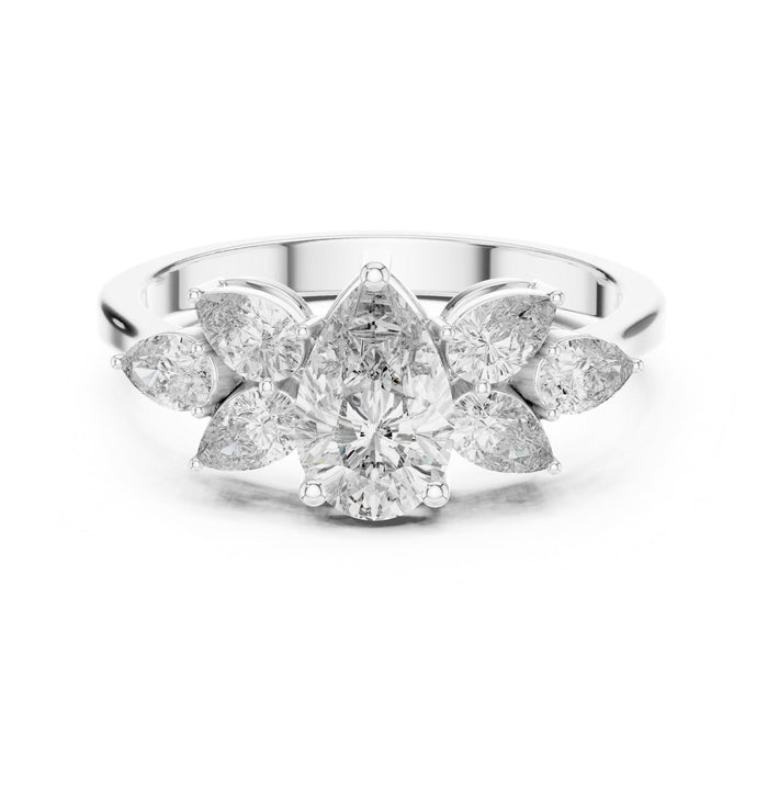 Pear Lab Grown Diamond Cluster Engagement Ring