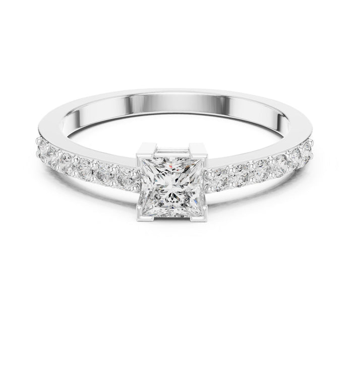 Princess Lab Grown Diamond Pave Engagement Ring