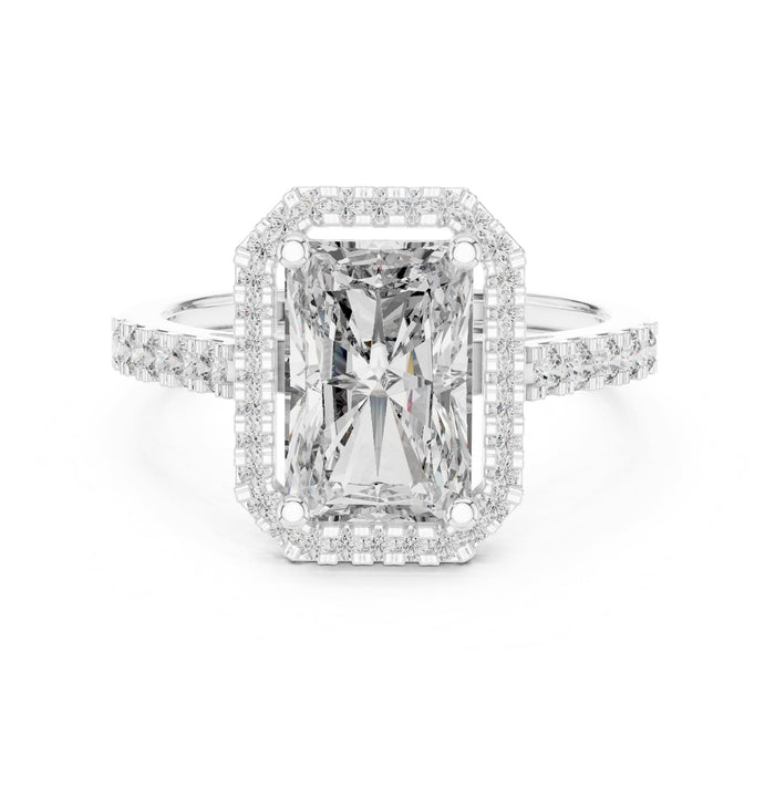 Emerald Lab Grown Diamond Halo Engagement Ring