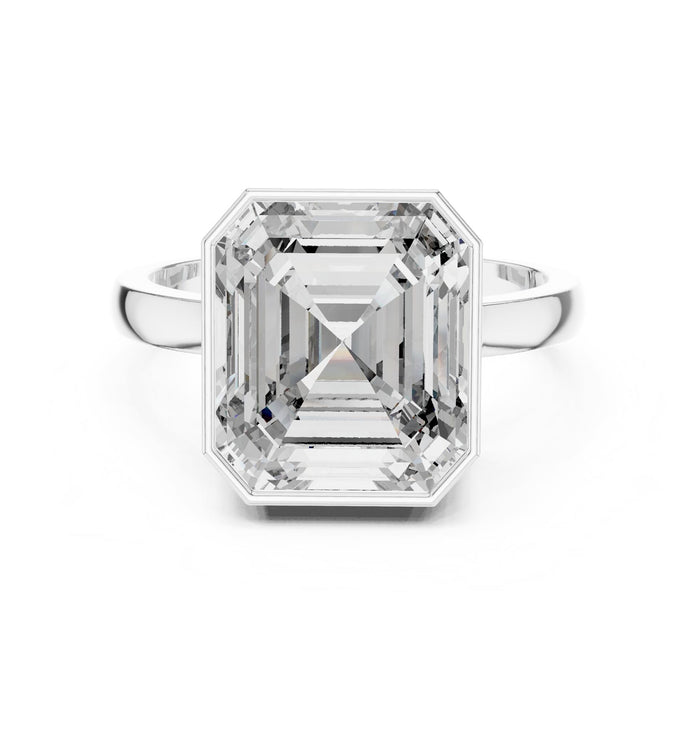Emerald Lab Grown Diamond Bezel Engagement Ring