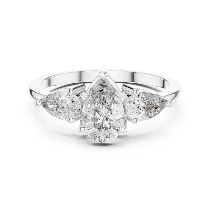 Pear Lab Grown Diamond Three-Stone Engagement Ring