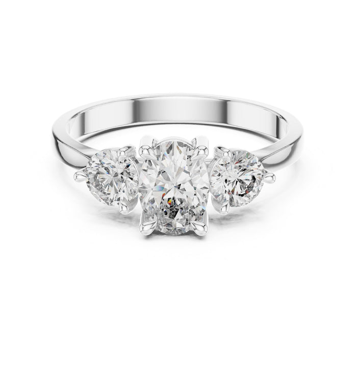 Oval Lab Grown Diamond Three-Stone Engagement Ring