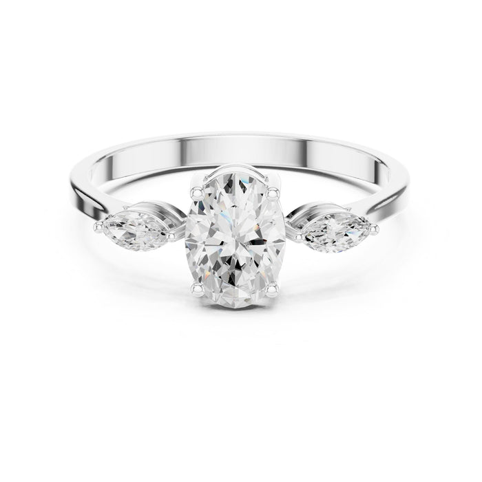 Oval Lab Grown Diamond Three-Stone Engagement Ring