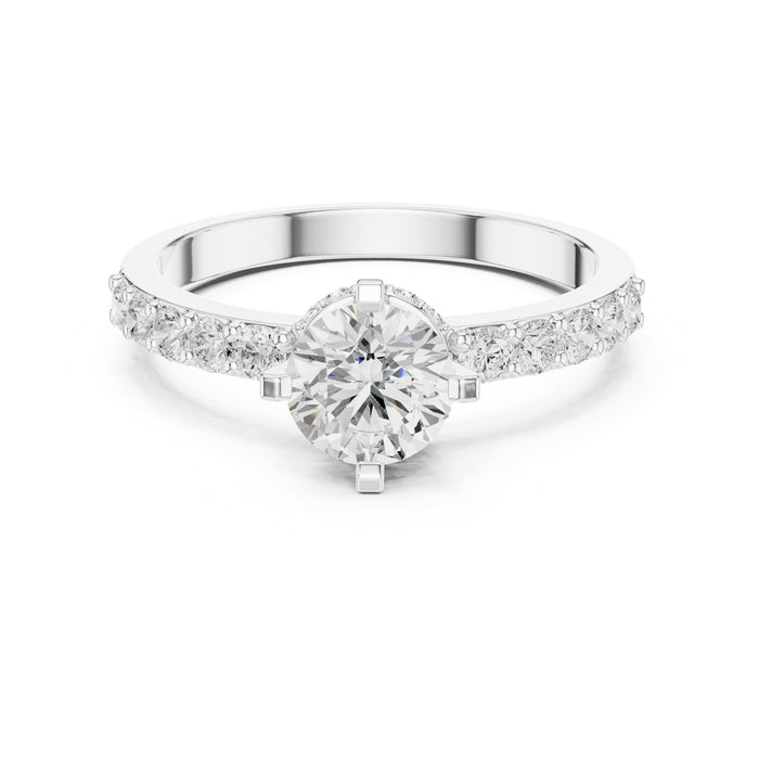 Round Lab Grown Diamond Hidden-Halo Engagement Ring