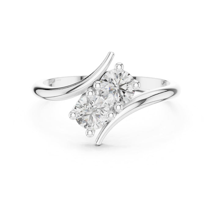 Round Lab Grown Diamond Side-Stone Engagement Ring