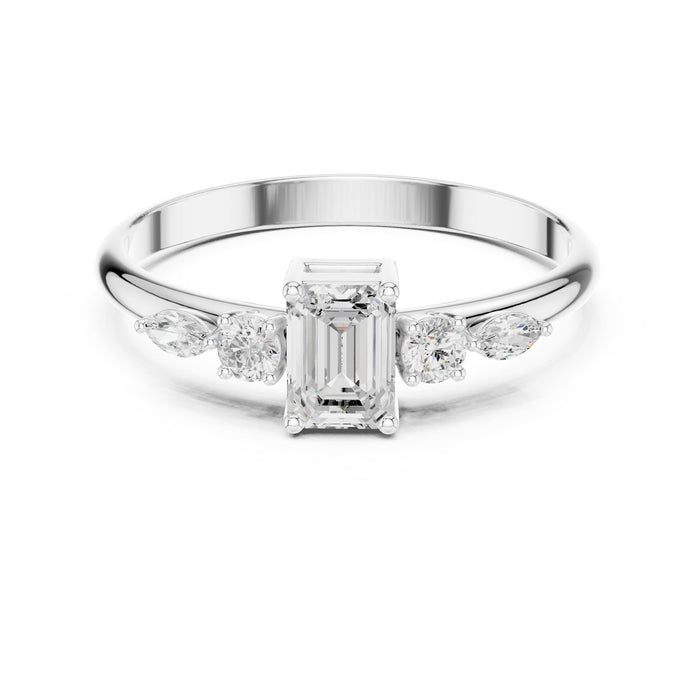 Emerald Lab Grown Diamond Three-Stone Engagement Ring