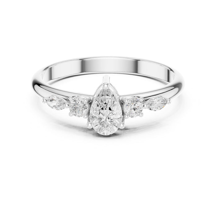 Pear Lab Grown Diamond Side-Stone Engagement Ring