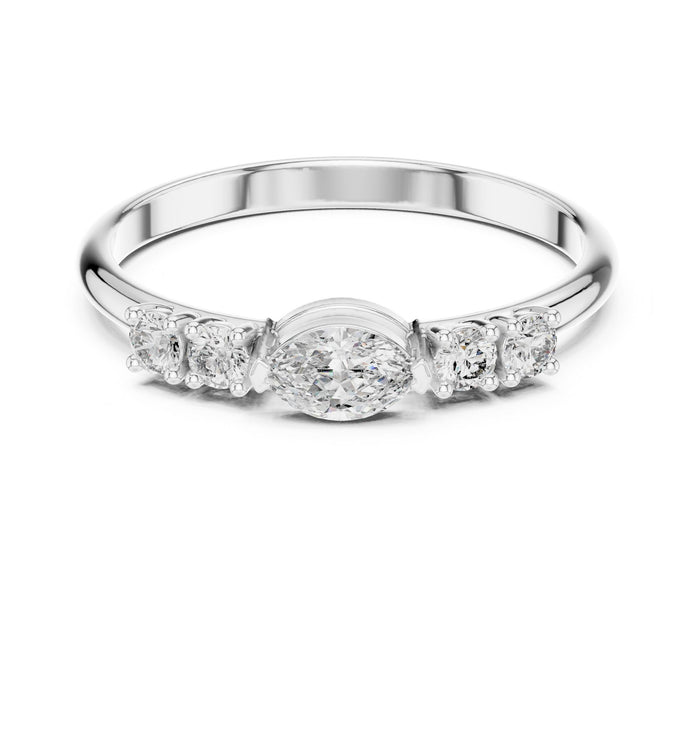 Oval Lab Grown Diamond Side-Stone Engagement Ring