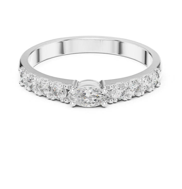 Marquise Lab Grown Diamond Side-Stone Engagement Ring