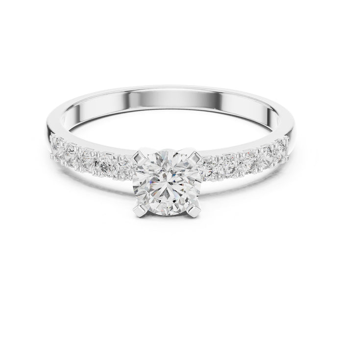 Round Lab Grown Diamond Pave Engagement Ring