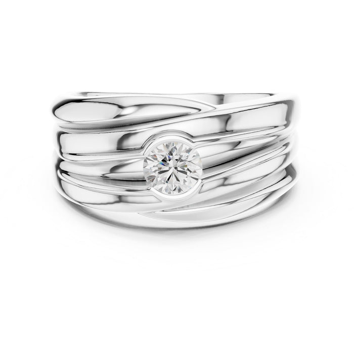 Round Lab Grown Diamond Side-Stone Engagement Ring