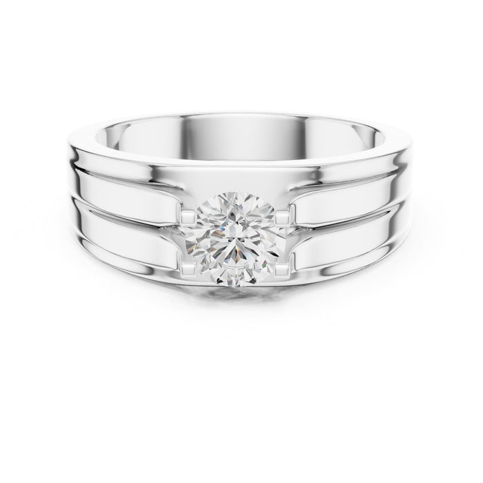 Round Lab Grown Diamond Cathedral Engagement Ring