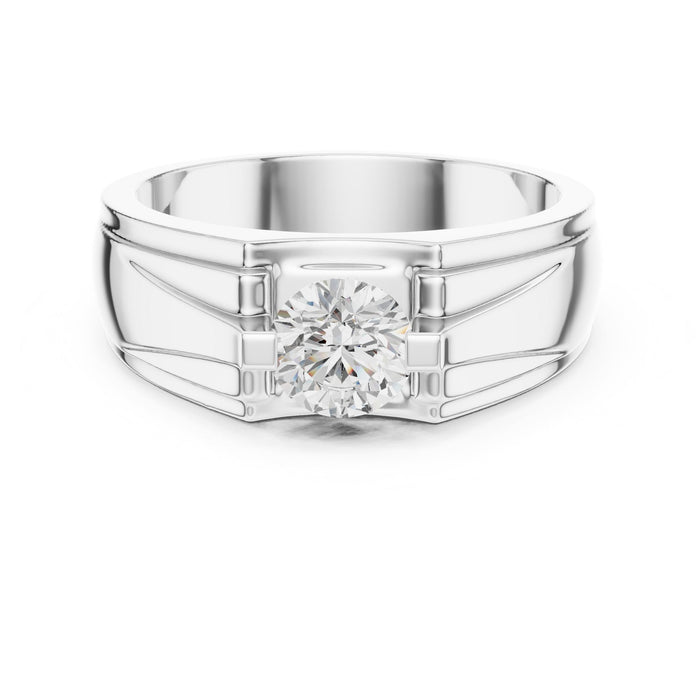 Round Lab Grown Diamond Side-Stone Engagement Ring
