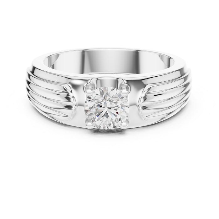 Round Lab Grown Diamond Side-Stone Engagement Ring
