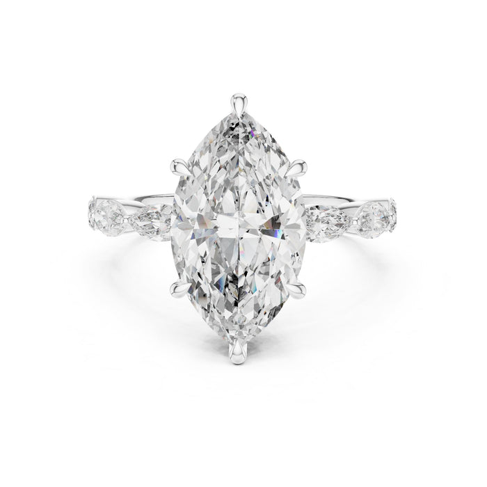 Marquise Lab Grown Diamond Side-Stone Engagement Ring