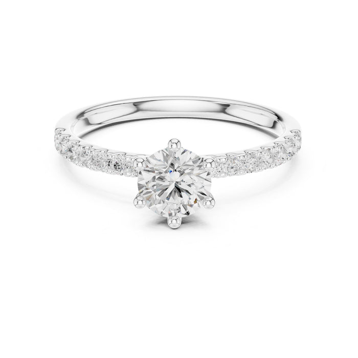 Round Lab Grown Diamond Pave Engagement Ring