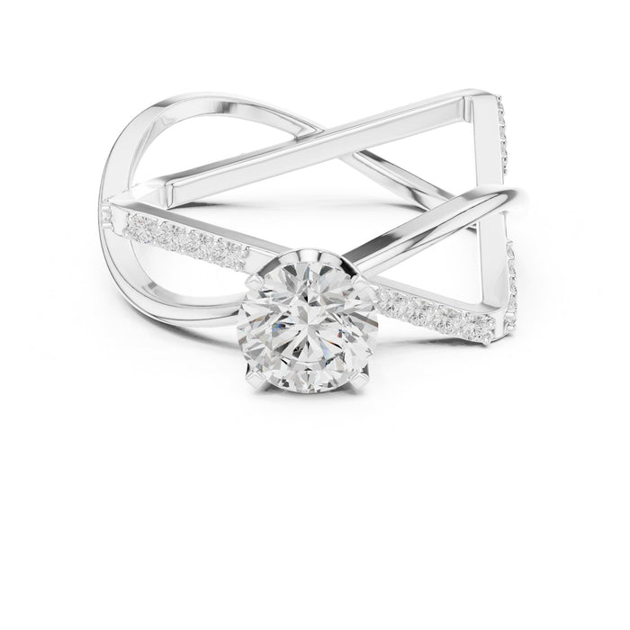 Round Lab Grown Diamond Twisted Engagement Ring