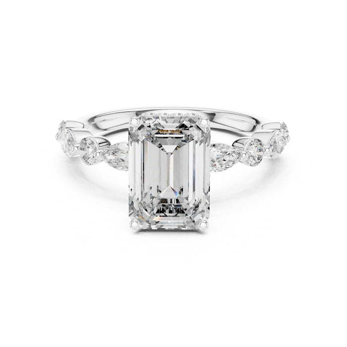 Emerald Lab Grown Diamond Side-Stone Engagement Ring