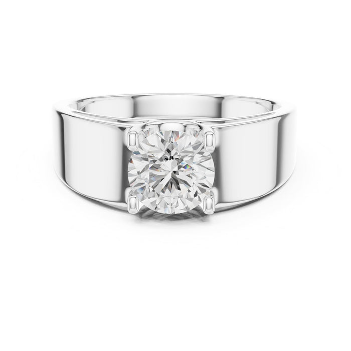 Round Lab Grown Diamond Cathedral Engagement Ring