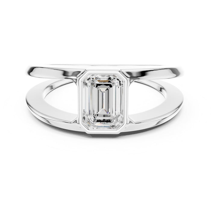 Emerald Lab Grown Diamond Bezel Engagement Ring