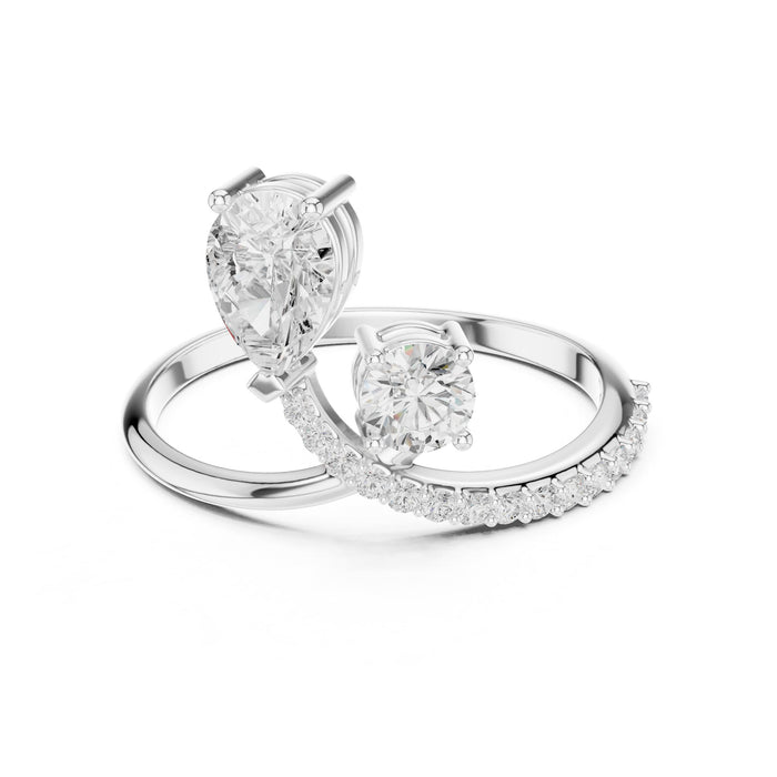 Pear Lab Grown Diamond Side-Stone Engagement Ring