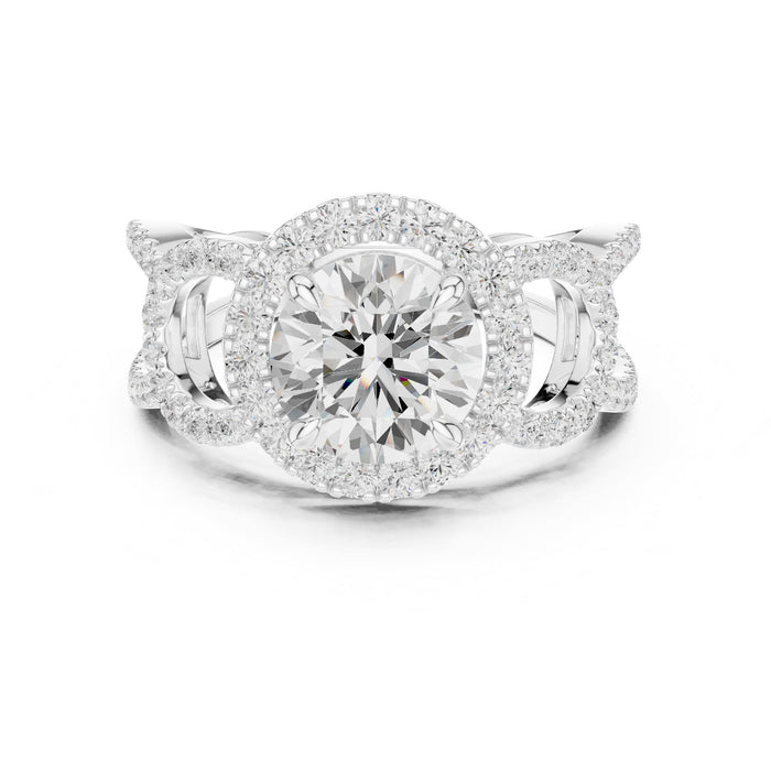 Round Lab Grown Diamond Halo Engagement Ring
