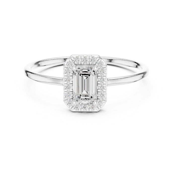 Emerald Lab Grown Diamond Halo Engagement Ring