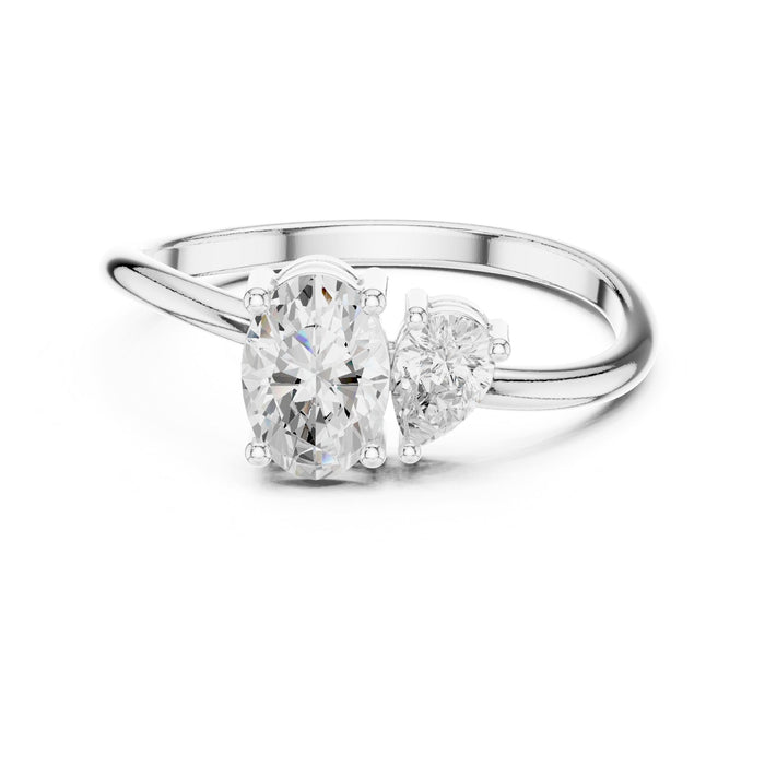 Pear Lab Grown Diamond Side-Stone Engagement Ring