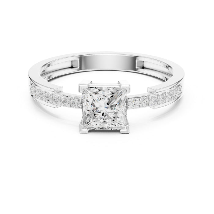 Princess Lab Grown Diamond Side-Stone Engagement Ring